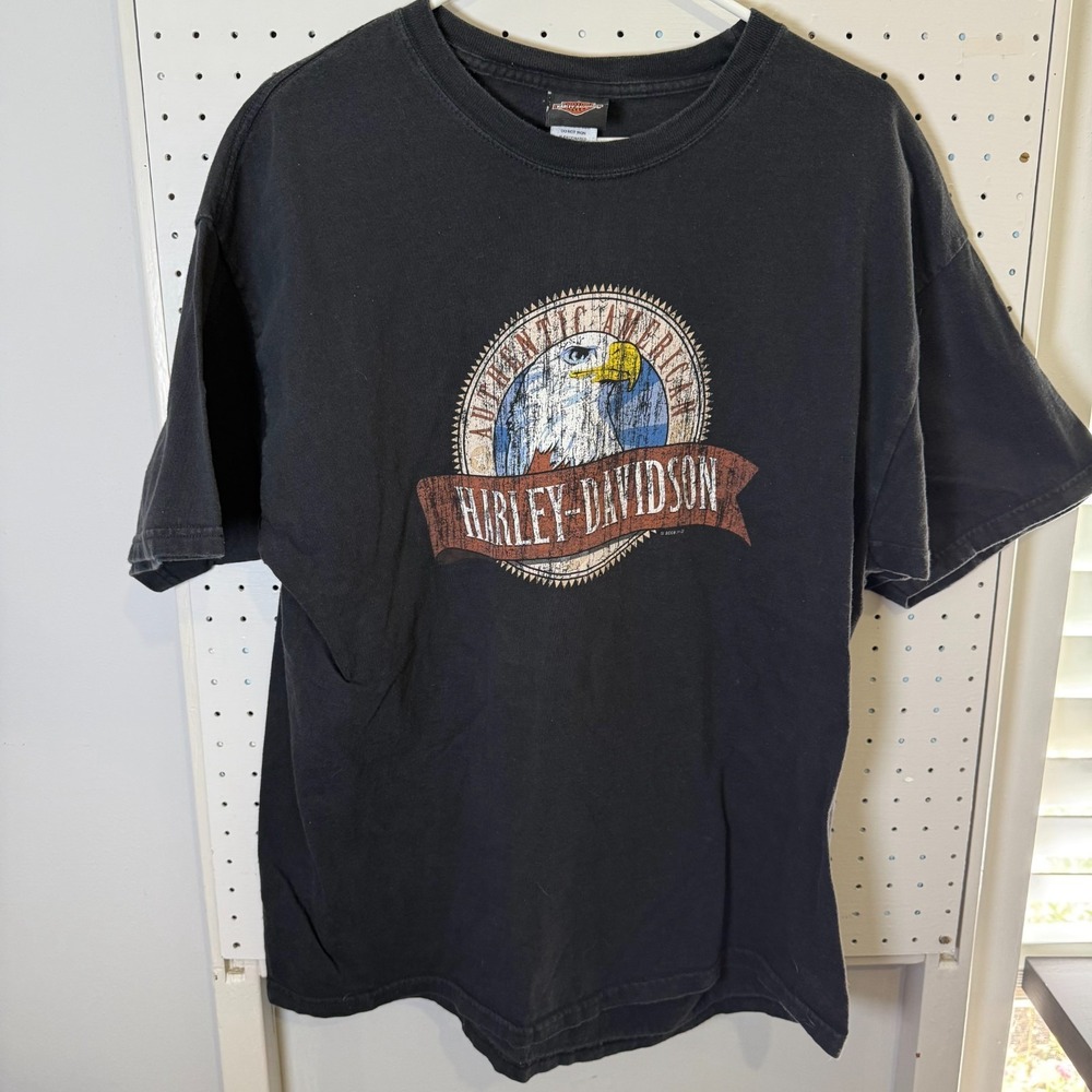 Harley-Davidson Motorcycles T-Shirt Men's XL Black Graphic Eagle Print Biker Tee